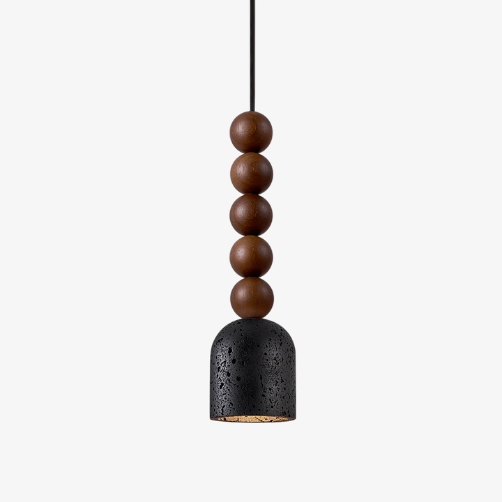 Wood Bead Travertine Pendant Light - Vakkerlight