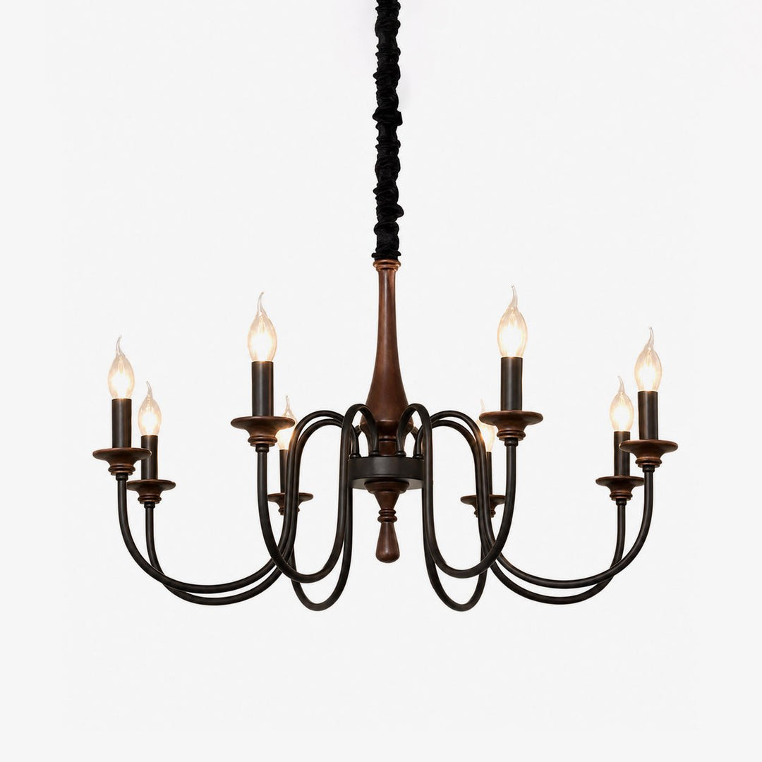 Wood Iron Candle Chandelier - Vakkerlight