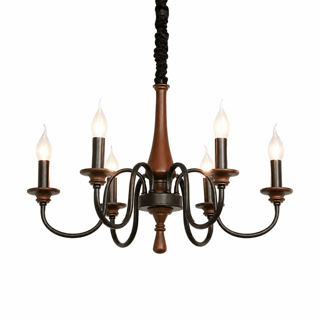 Wood Iron Candle Chandelier - Vakkerlight