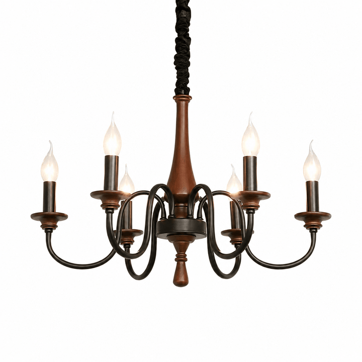 Wood Iron Candle Chandelier - Vakkerlight
