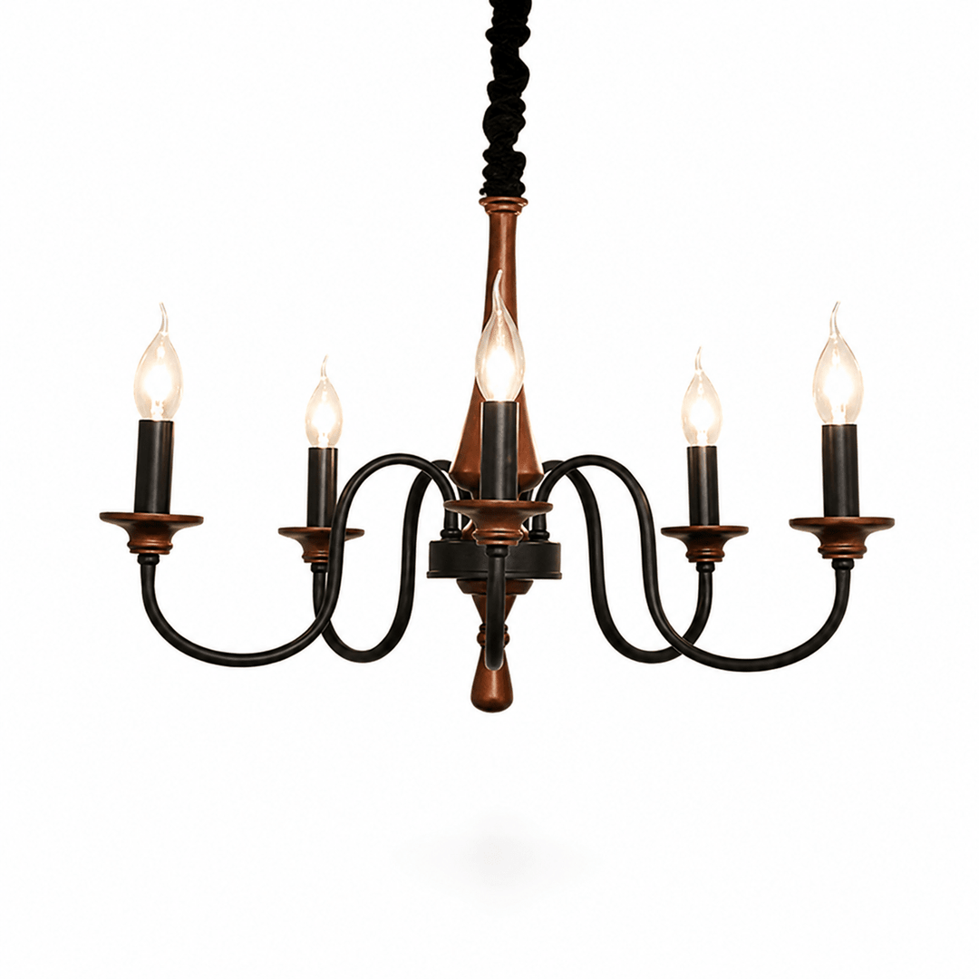 Wood Iron Candle Chandelier - Vakkerlight