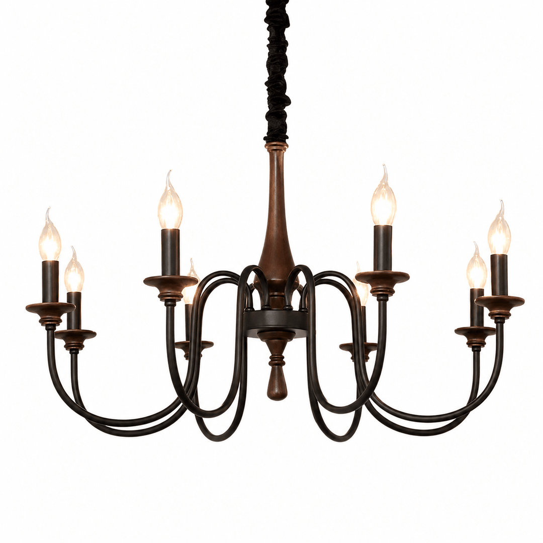 Wood Iron Candle Chandelier - Vakkerlight
