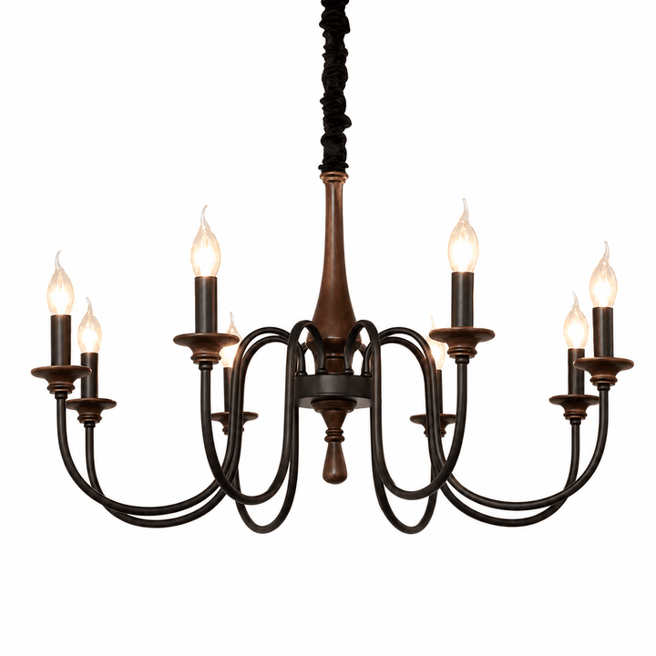 Wood Iron Candle Chandelier - Vakkerlight