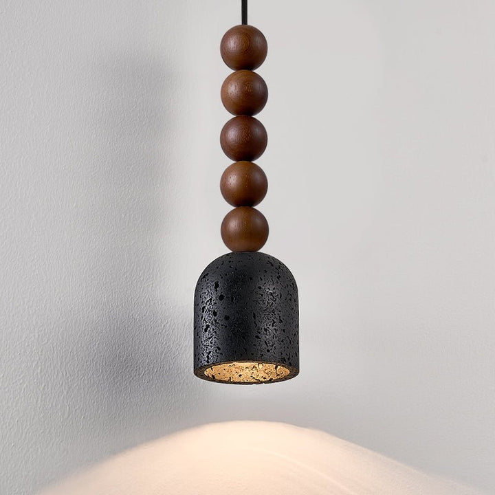 Wood Bead Travertine Pendant Light - Vakkerlight