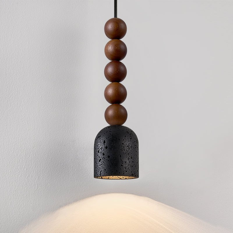Wood Bead Travertine Pendant Light - Vakkerlight