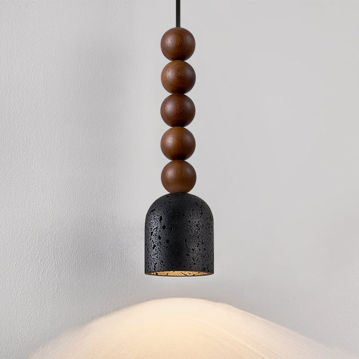 Wood Bead Travertine Pendant Light - Vakkerlight