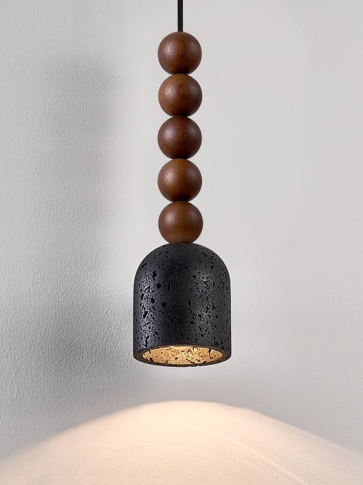 Wood Bead Travertine Pendant Light - Vakkerlight