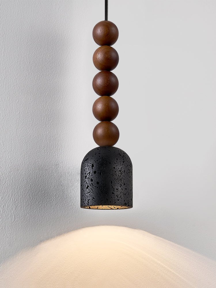 Wood Bead Travertine Pendant Light - Vakkerlight