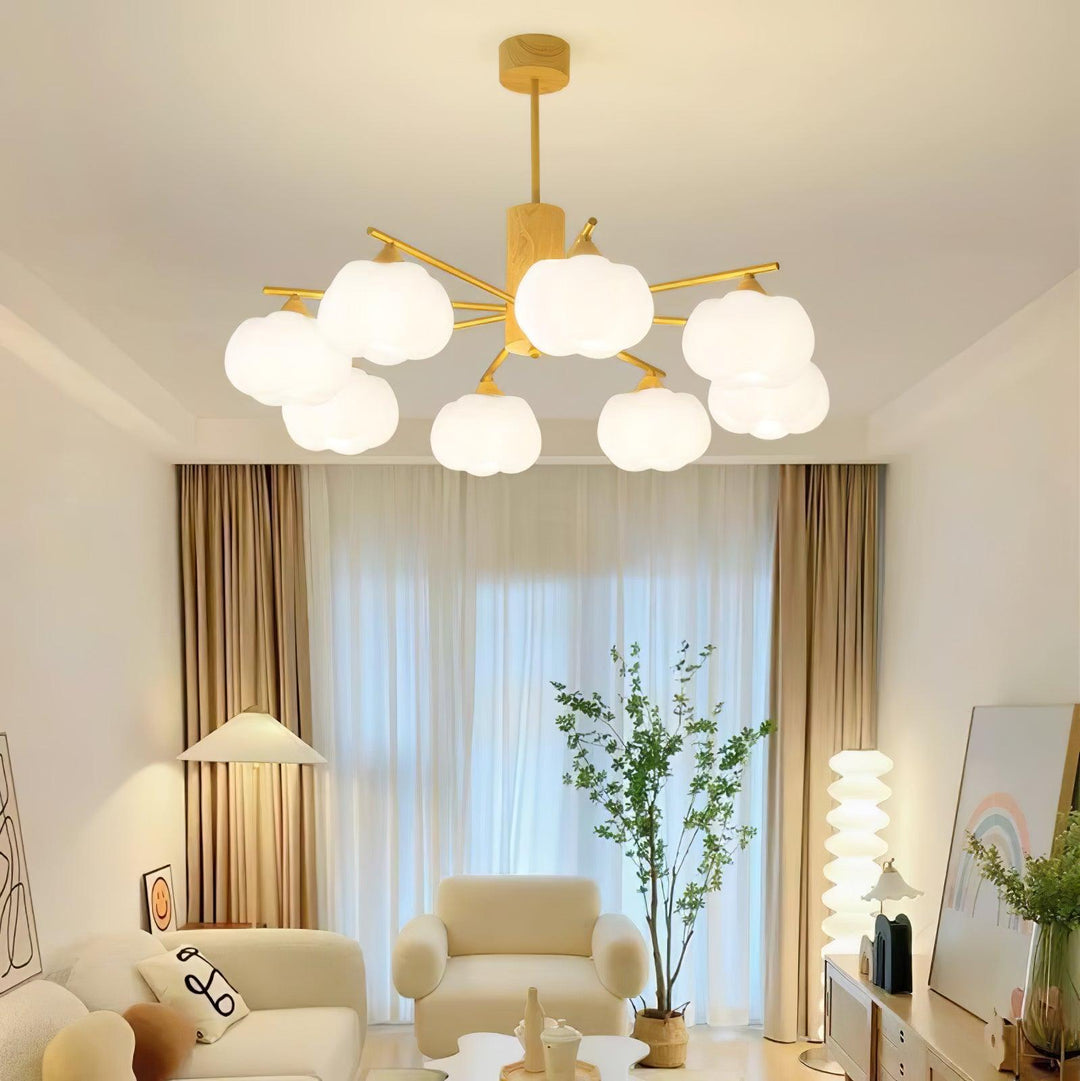 Wooden Cotton Balls Chandelier - Vakkerlight