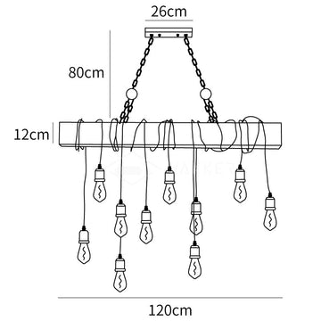 Houten Hangende Multikroonluchter — Dimension drawings 1