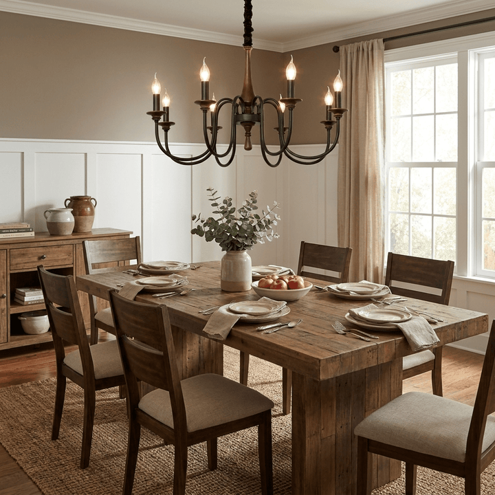 Wood Iron Candle Chandelier - Vakkerlight