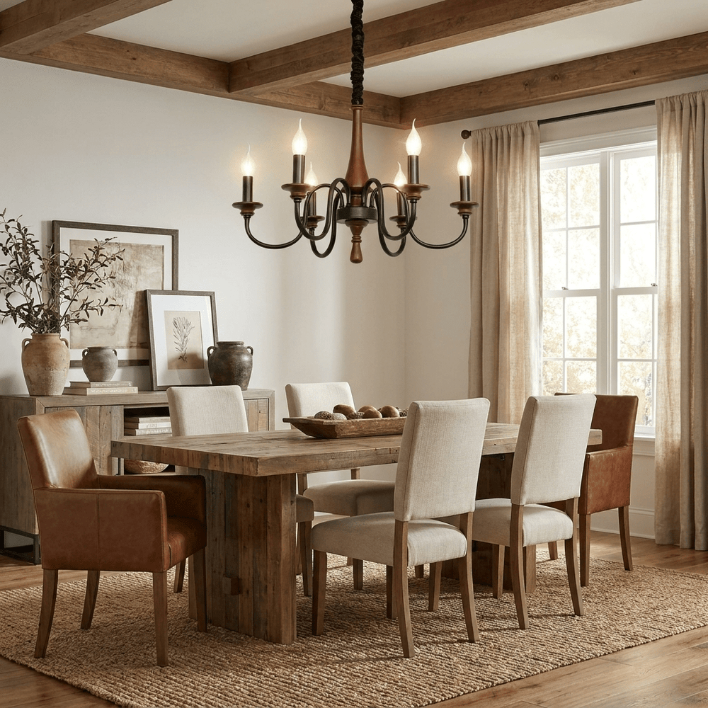 Wood Iron Candle Chandelier - Vakkerlight