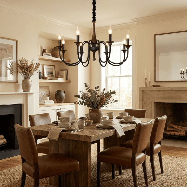 Wood Iron Candle Chandelier - Vakkerlight