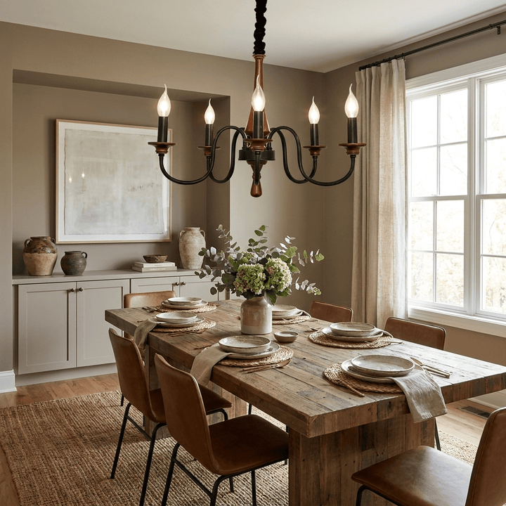Wood Iron Candle Chandelier - Vakkerlight