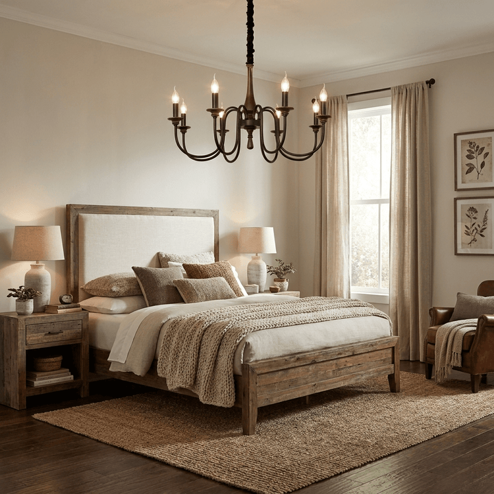 Wood Iron Candle Chandelier - Vakkerlight