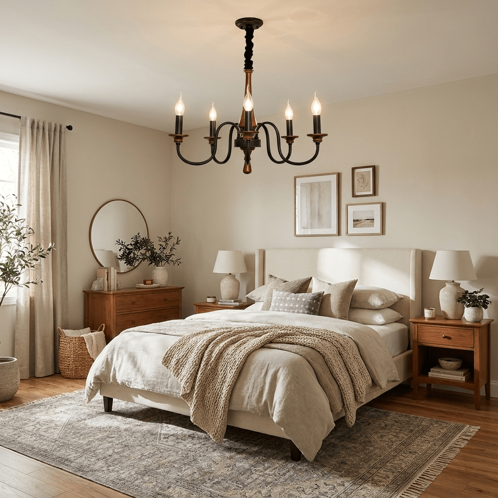 Wood Iron Candle Chandelier - Vakkerlight