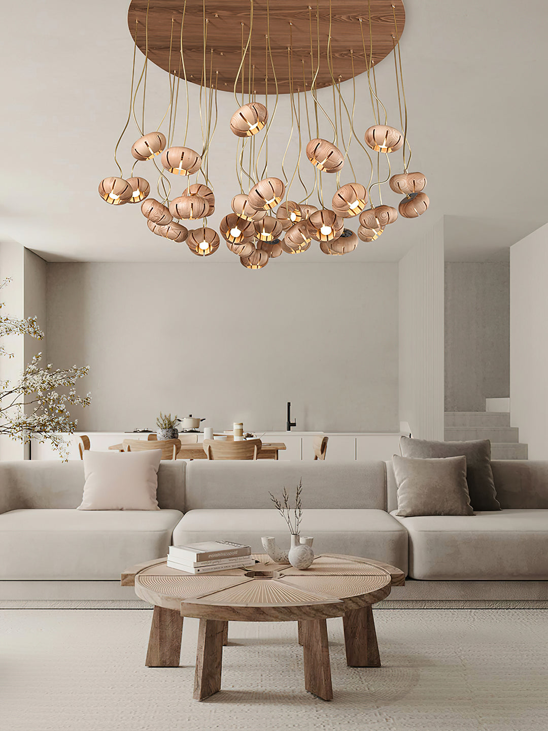 Wood Pumpkin Cluster Chandelier - Vakkerlight