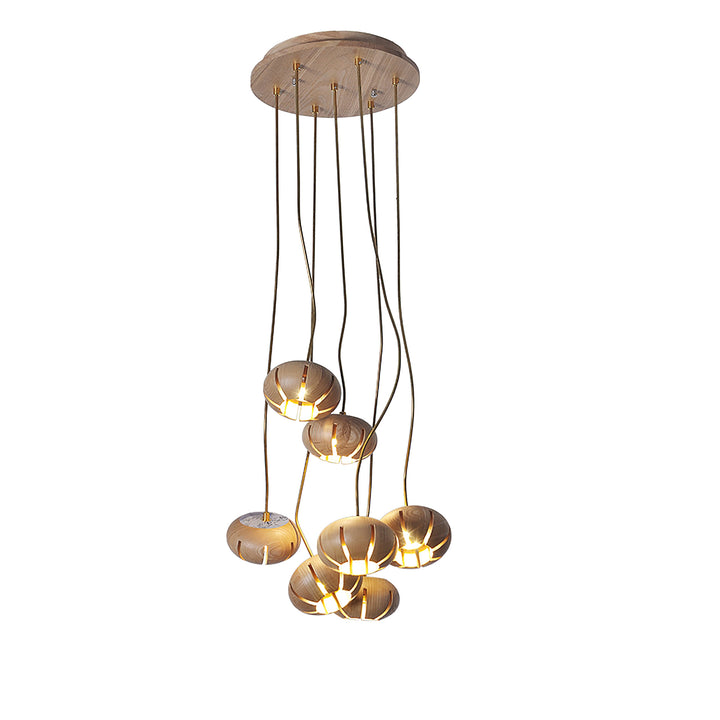 Wood Pumpkin Cluster Chandelier - Vakkerlight