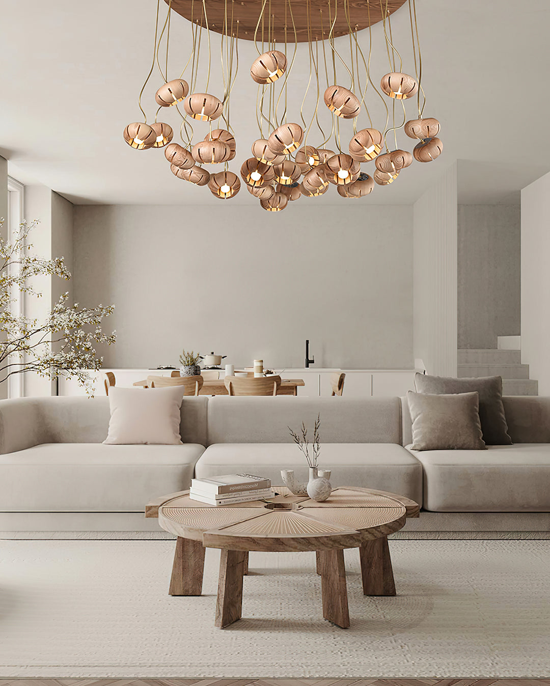 Wood Pumpkin Cluster Chandelier - Vakkerlight