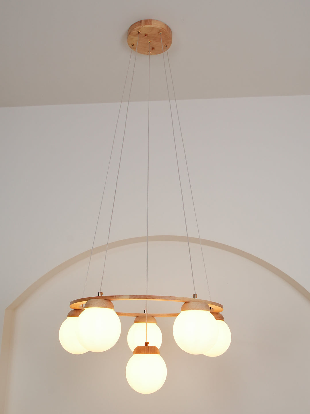 Wood Ring Frosted Globe Chandelier – detail 14