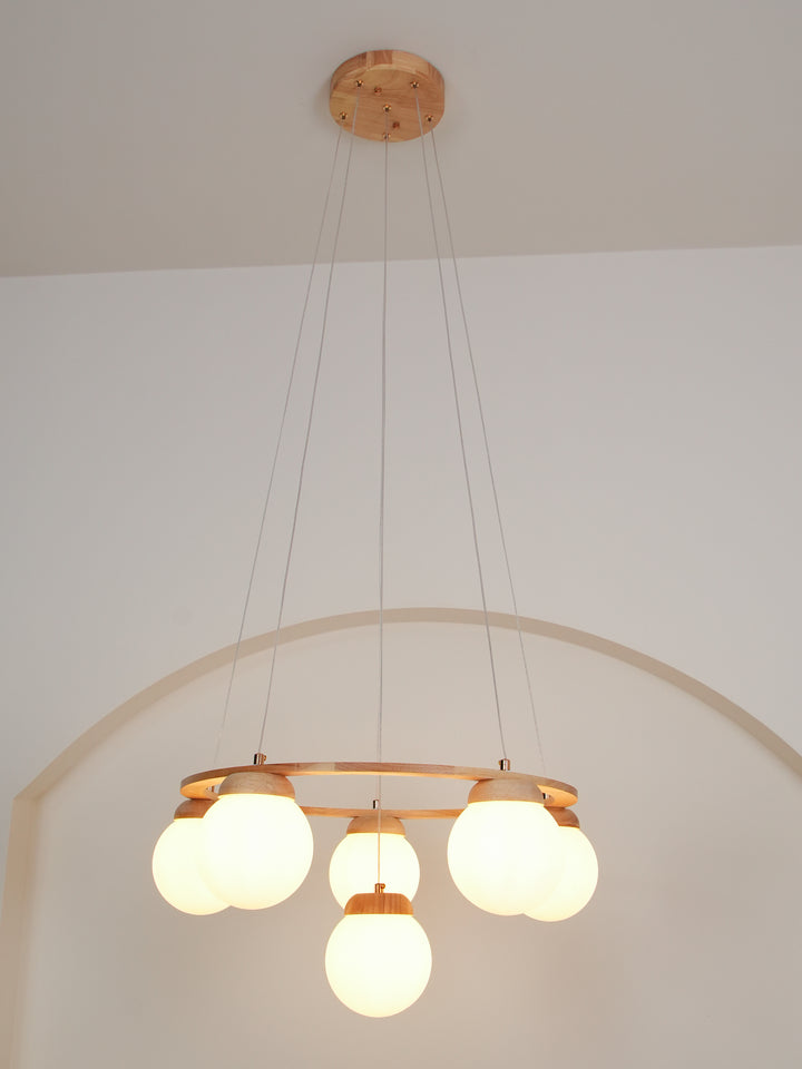 Wood Ring Frosted Globe Chandelier – detail 14