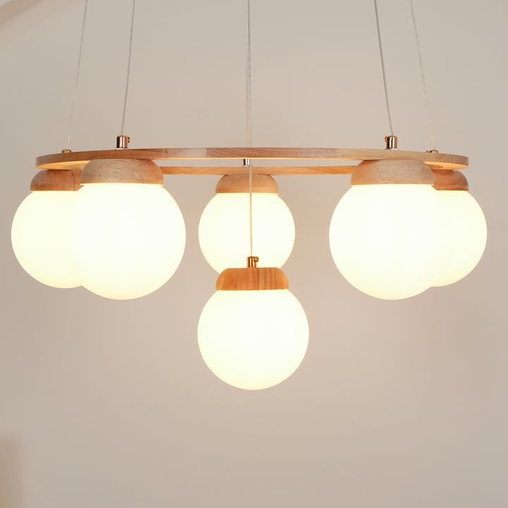 Wood Ring Frosted Globe Chandelier – detail 15