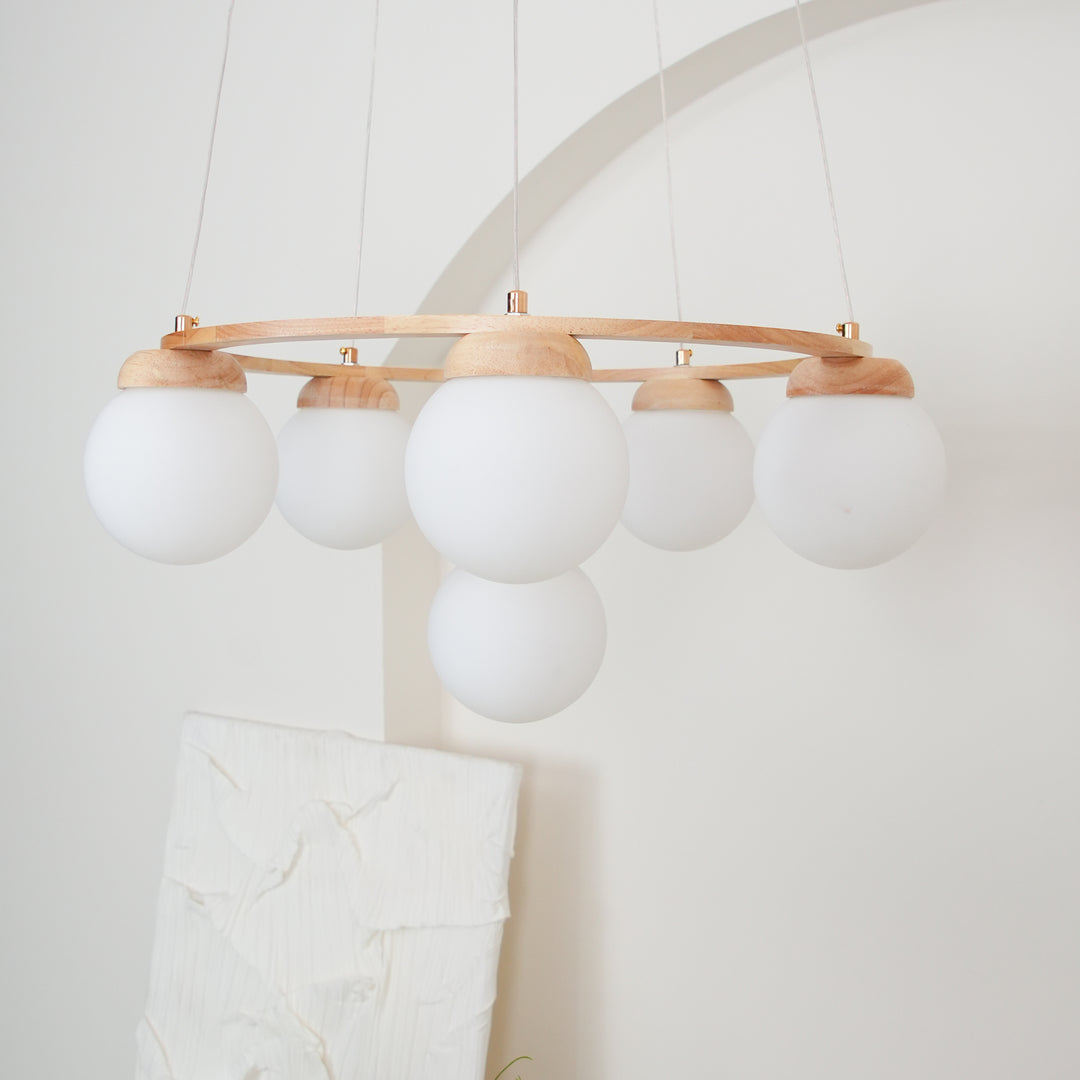 Wood Ring Frosted Globe Chandelier – detail 16