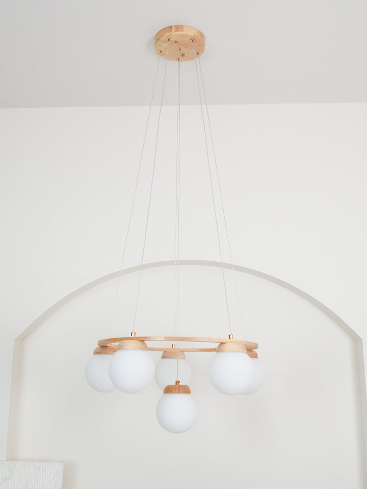Wood Ring Frosted Globe Chandelier – detail 18