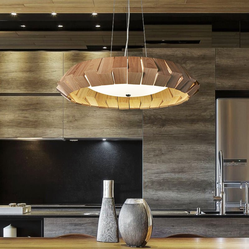Wooden Patchwork Ring Chandelier - Vakkerlight