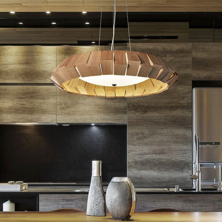 Wooden Patchwork Ring Chandelier - Vakkerlight