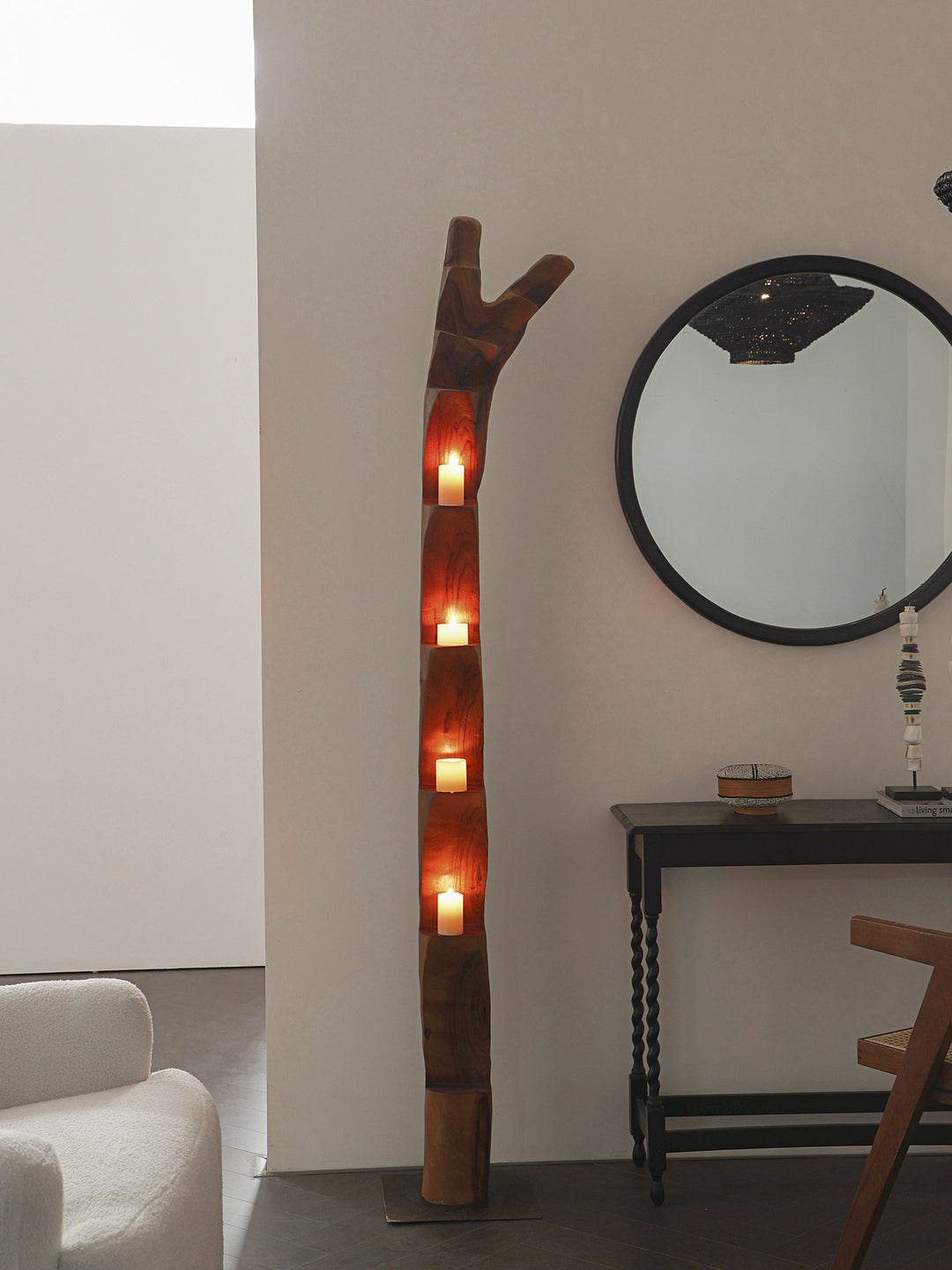 Wooden Branch Candle Tower