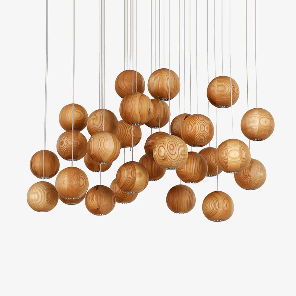 Wooden Orb Sphere Cluster Pendant Light - Vakkerlight