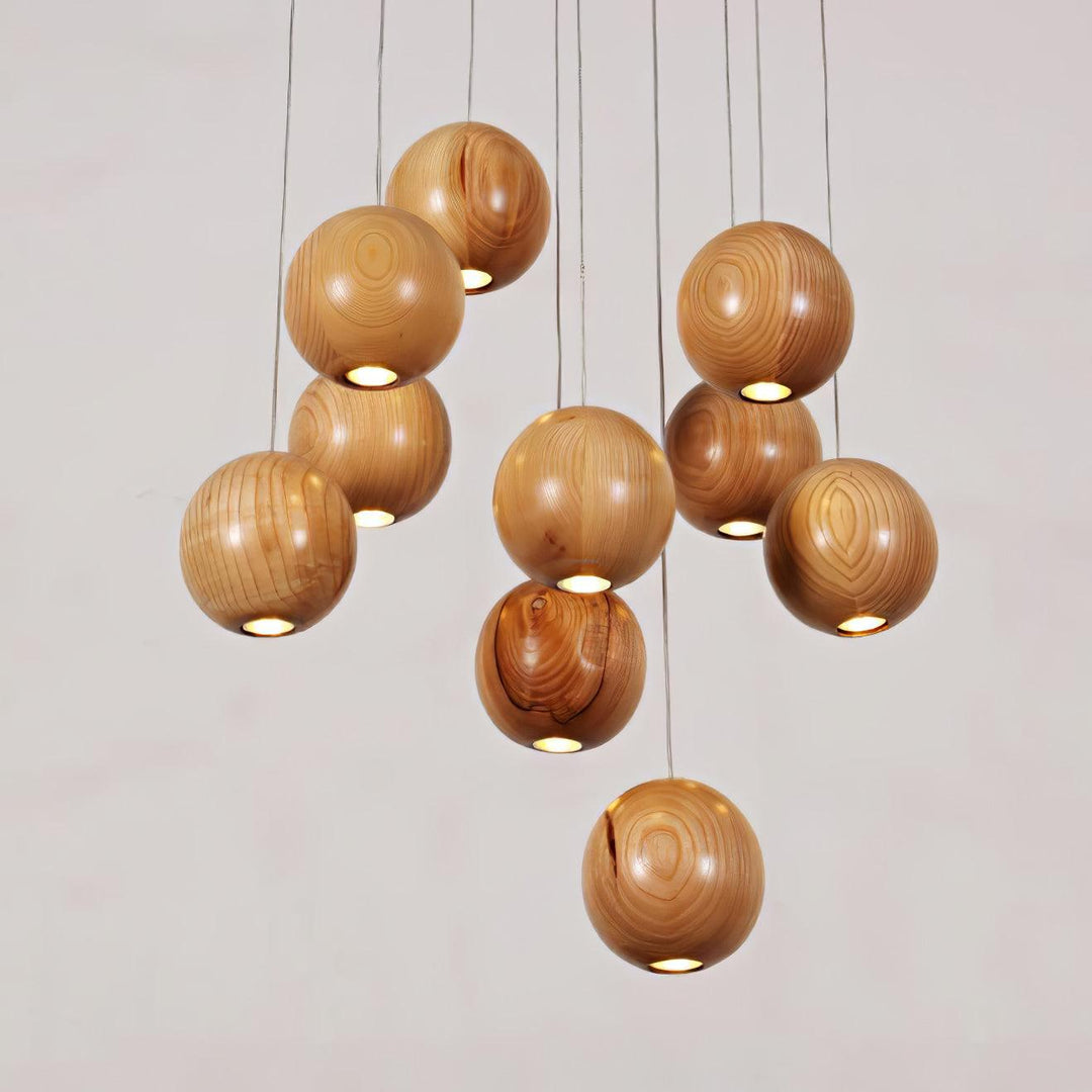 Wooden Orb Sphere Cluster Pendant Light - Vakkerlight