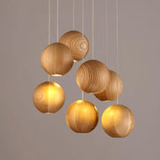 Wooden Orb Sphere Cluster Pendant Light - Vakkerlight