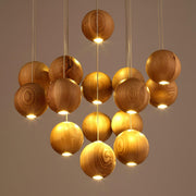 Wooden Orb Sphere Cluster Pendant Light - Vakkerlight