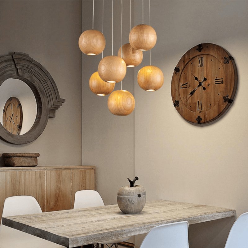 Wooden Orb Sphere Cluster Pendant Light - Vakkerlight