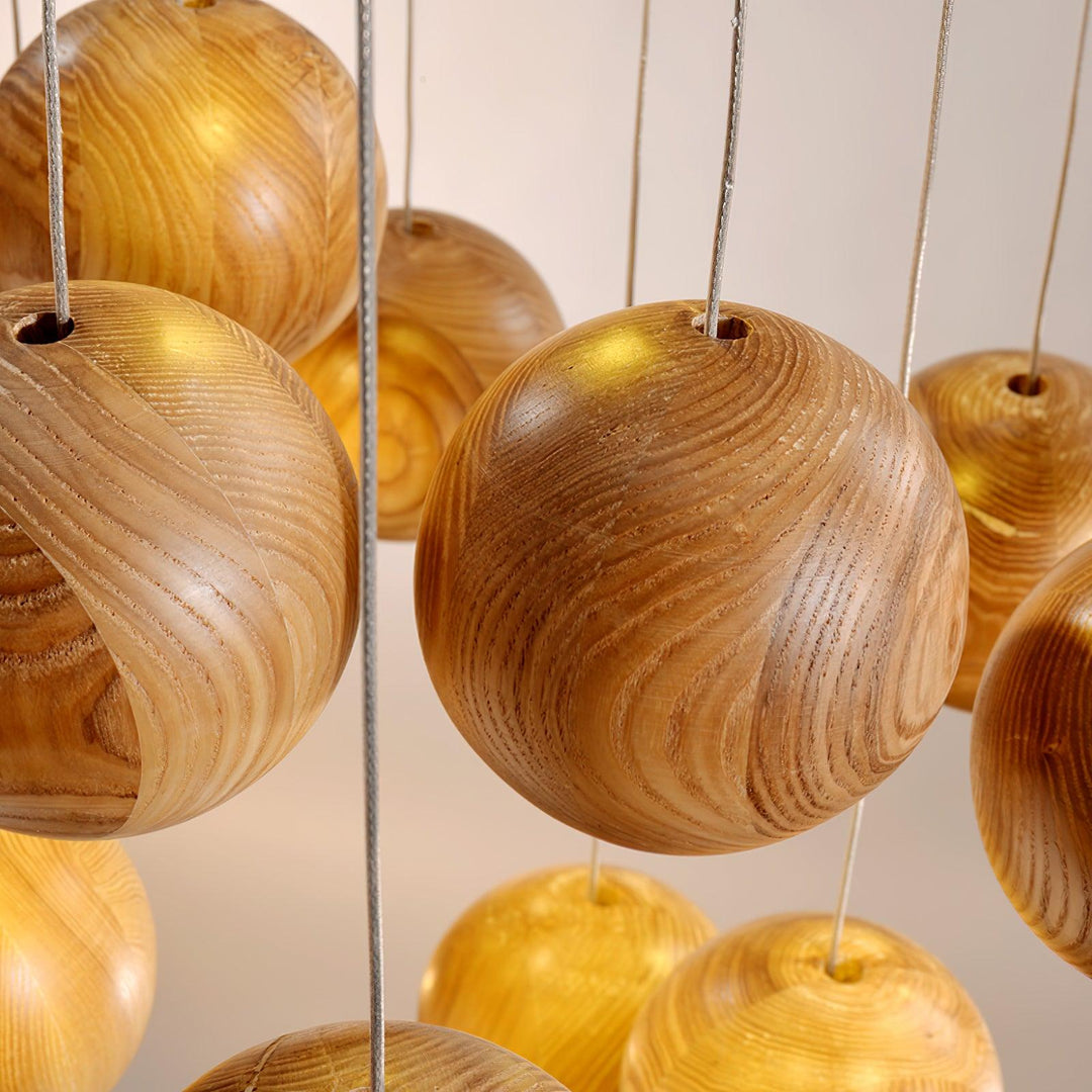 Wooden Orb Sphere Cluster Pendant Light - Vakkerlight