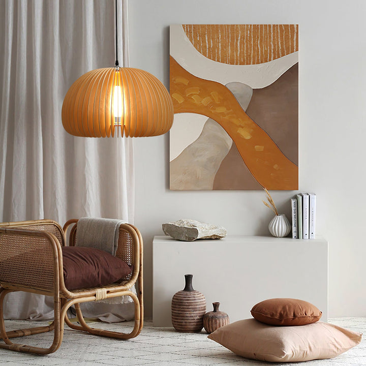 Wooden Pumpkin Pendant Lamp - Vakkerlight