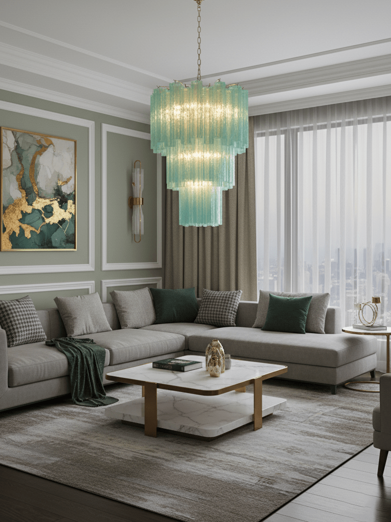 Yellow Murano Glass Tube Chandelier - Vakkerlight