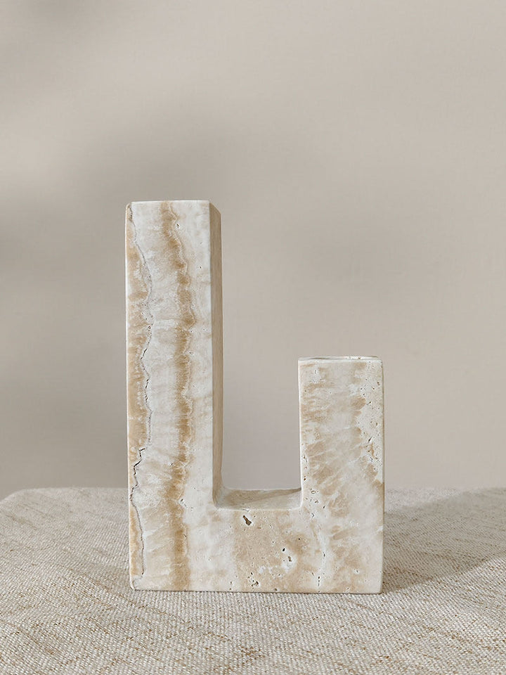 Yellow Travertine Candle Holder