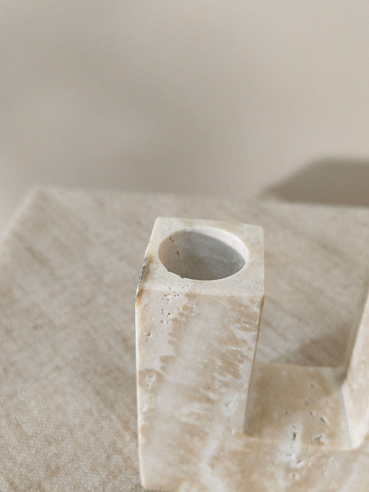 Yellow Travertine Candle Holder