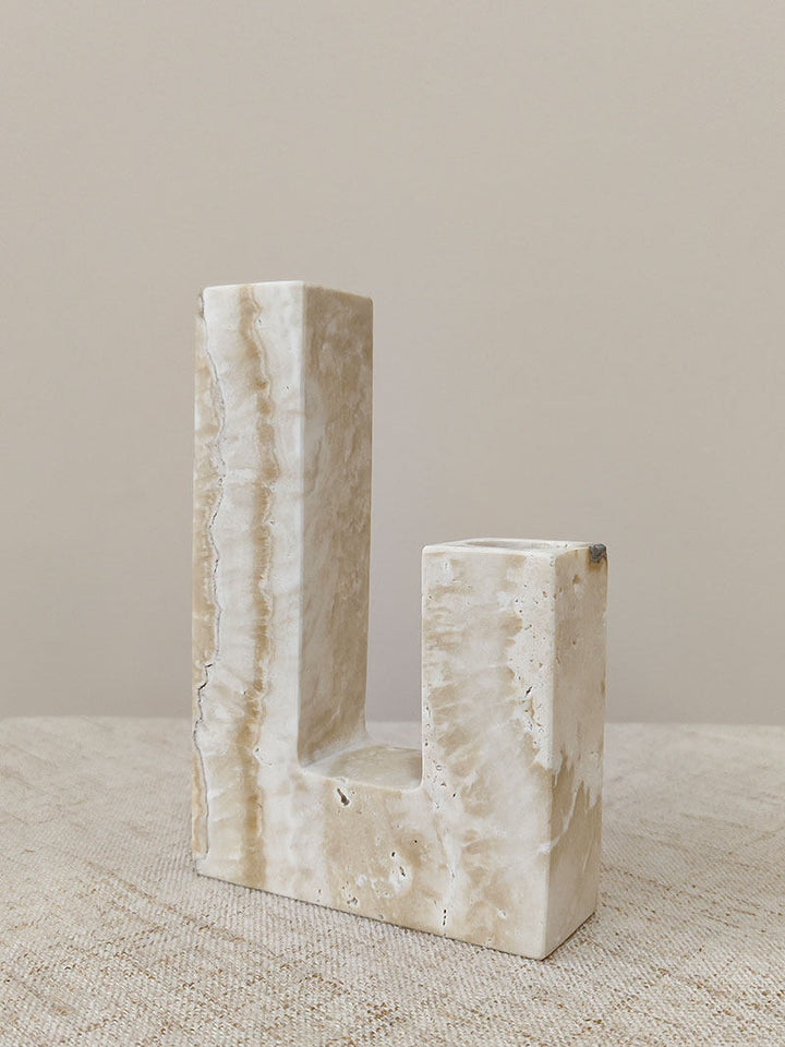 Yellow Travertine Candle Holder