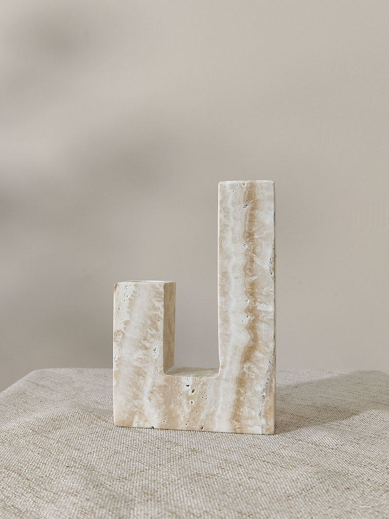 Yellow Travertine Candle Holder