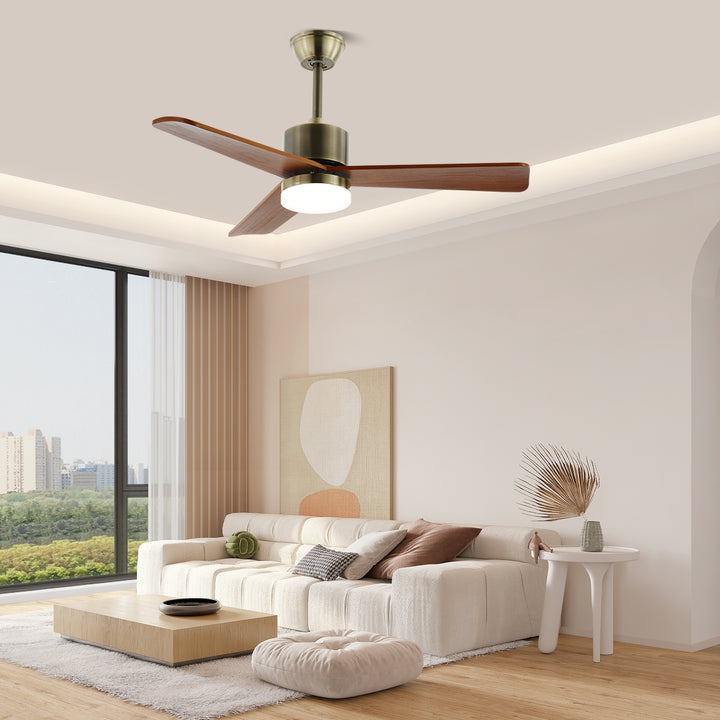 Luz de ventilador de techo Zephyr de madera de 42"/52"