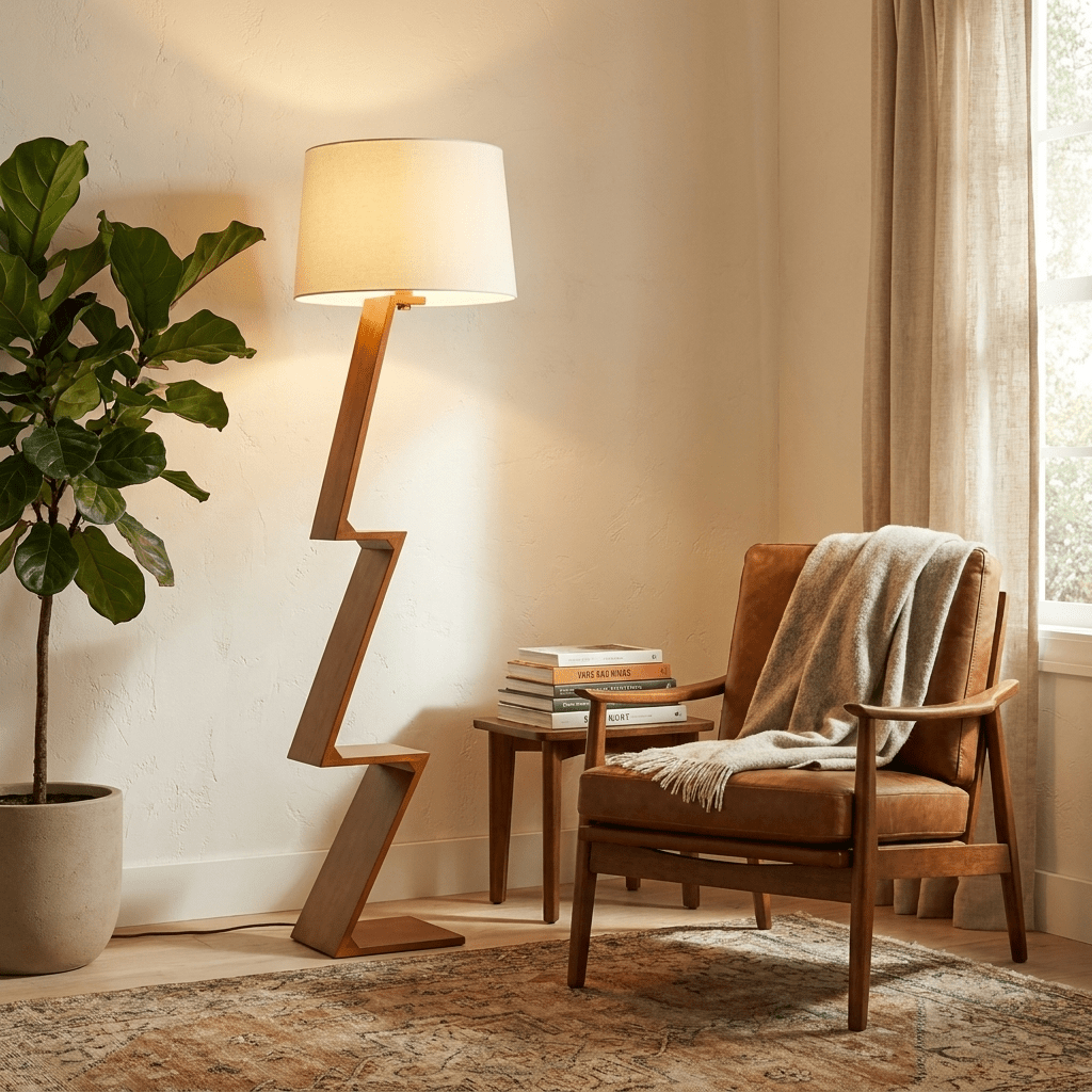 Zigzag Solid Wood Floor Lamp - Vakkerlight