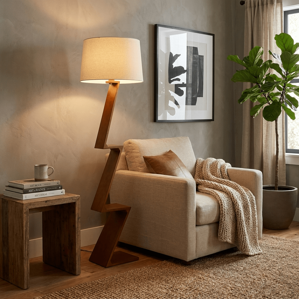 Zigzag Solid Wood Floor Lamp - Vakkerlight