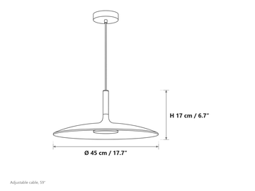 Larkin White Saucer Pendant Light dimensions — Dimension drawings 1