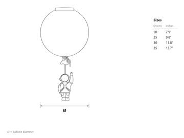 Balloon Glossy Ceiling Light dimensions — Desenhos dimensionais 1