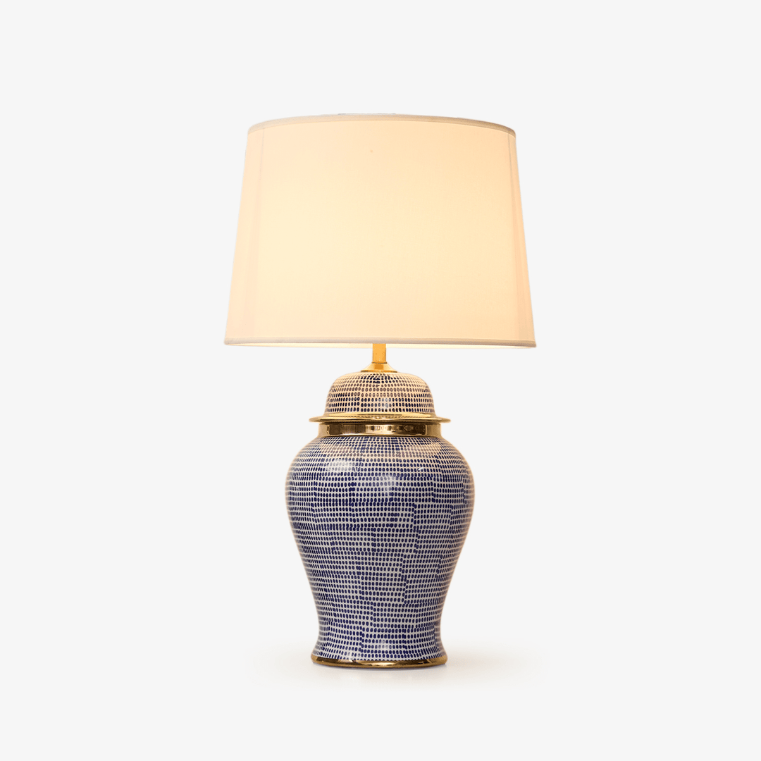Indigo Dot Patterned Ceramic Table Lamp - Vakkerlight