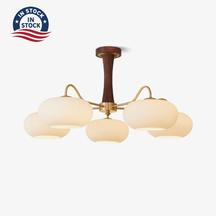 Brass Wooden Persimmon Chandelier — In Stock in the U.S. warehouse